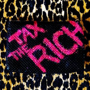 TAX THE RICH Sparkly Black Clutch